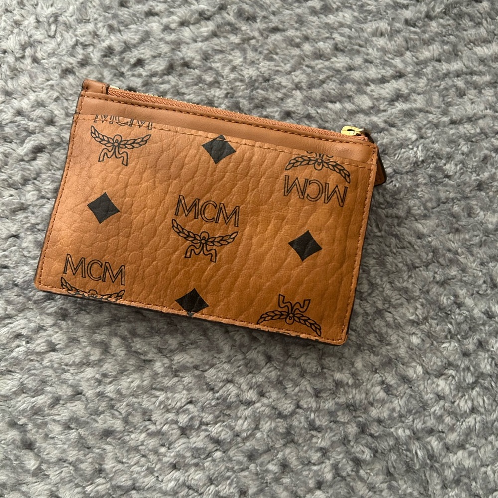 MCM Visetos Zip Card Holder Wallet Cognac – Used